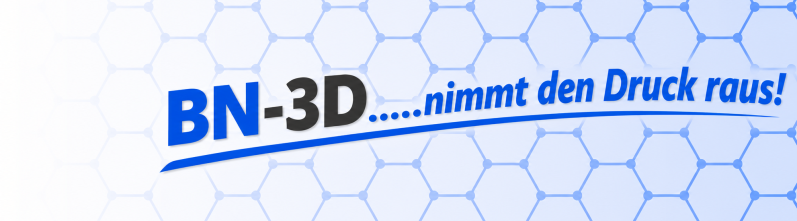 Logo von BN-3D mit einem 3D-Drucksymbol und mechanischen Zahnrädern.